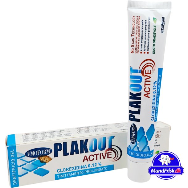 Klorhexedin Tandpasta Gel 0,12 % EMOFORM Plakout Active 75 ml.