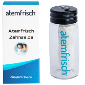 Miljvenlig Silke Tandtrd ATEMFRISCH Glasdispenser med 30 mtr.