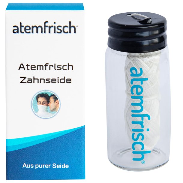 Miljvenlig Silke Tandtrd ATEMFRISCH Glasdispenser med 30 mtr.