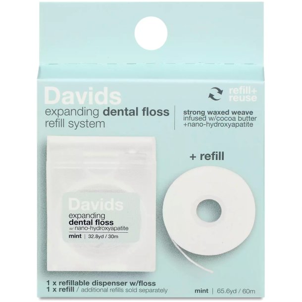 Zahnseide Nano-Hydroxylapatit DAVIDS Expanding Dispenser 30 mtr. + Refill