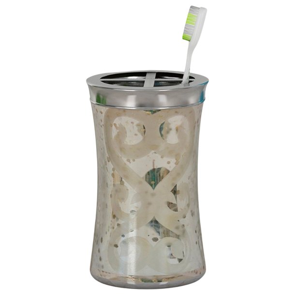 Tandbrsteholder Nu Steel Mercury Glas &amp; Rustfrit Stl