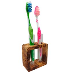 Tandborsthllare Olivtr + glas Olivenholz-erleben The Frame