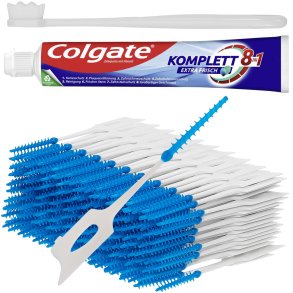 Colgate Tandpasta + Dentadan Flex Picks 200 stk. + Dentadan Nano Tandbrste
