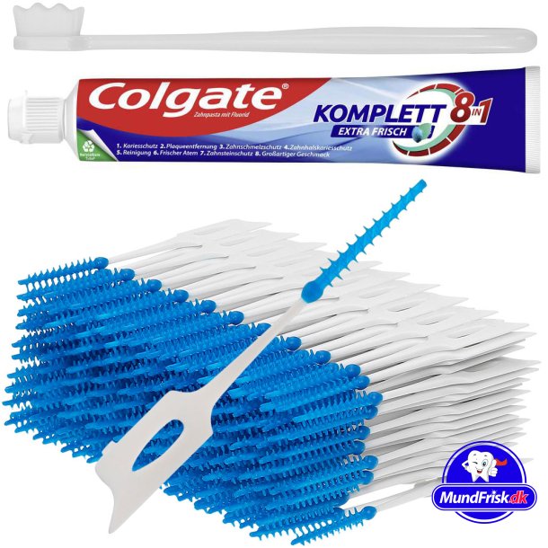 Colgate Tandpasta + Dentadan Flex Picks 200 stk. + Dentadan Nano Tandbrste