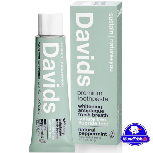 Naturlig Whitening Tandpasta DAVIDS Premium Natural Peppermint 50g