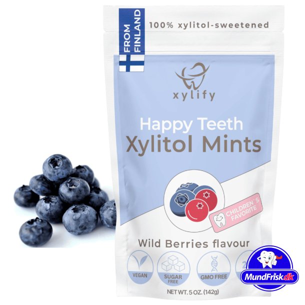 Xylitol Pastiller XYLIFY Happy Teeth Mints Wild Berries 245 stk.