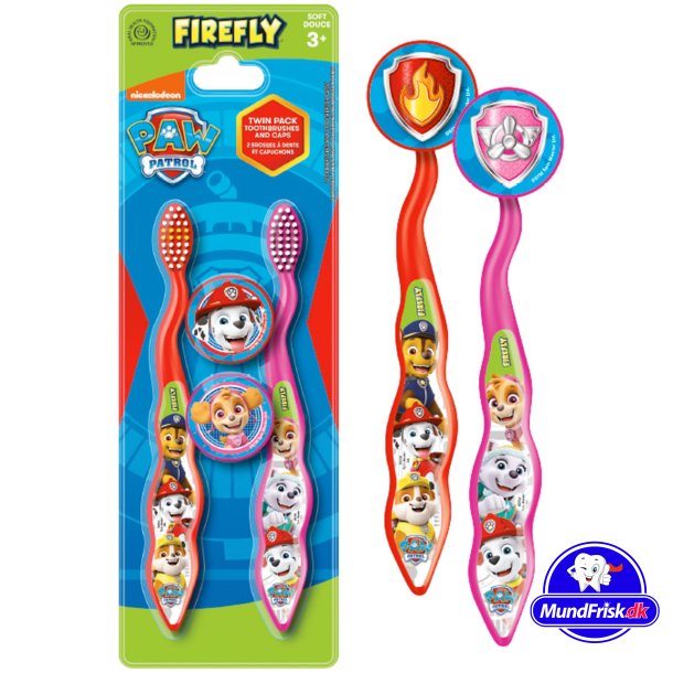 Paw Patrol Tandbrster 2 stk. inkl. Beskyttelseshtter FIREFLY