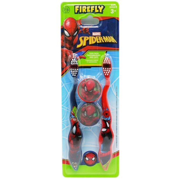 Spider-man tandborstar 2 st. med skyddskpa FIREFLY