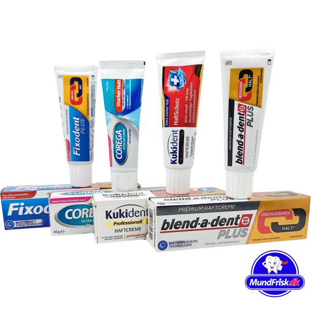 Erittin vahva hammasproteesiliima Mix Pack 4 erilaista
