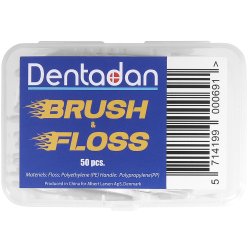 Dentadan Brush &amp; Floss Flosser Tandtrd + Brste til mellemrum 50 stk.