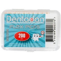 Dentadan Flex Picks 200 stk. MEDIUM Soft Sticks Tandstik + Mellemrums-brste