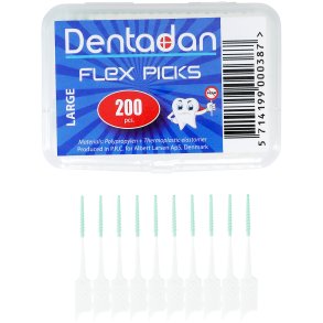 Dentadan Flex Picks 200 stk. LARGE Soft Sticks Tandstik + Mellemrums-brste