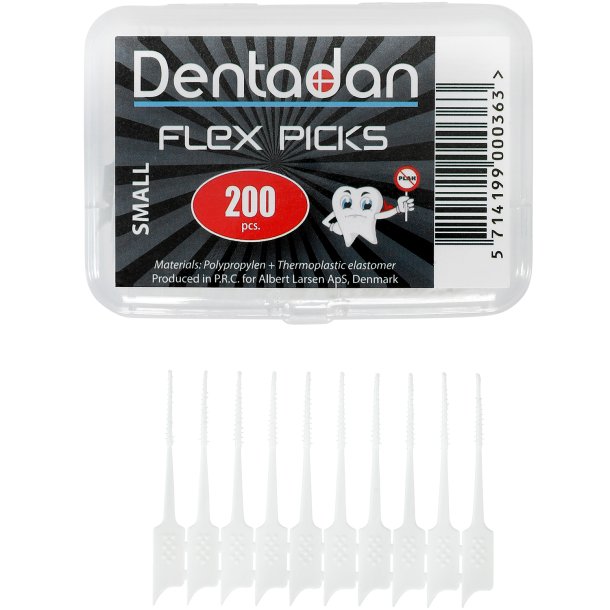 Dentadan Flex Picks 200 stk. SMALL Soft Sticks Tandstik + Mellemrums-brste