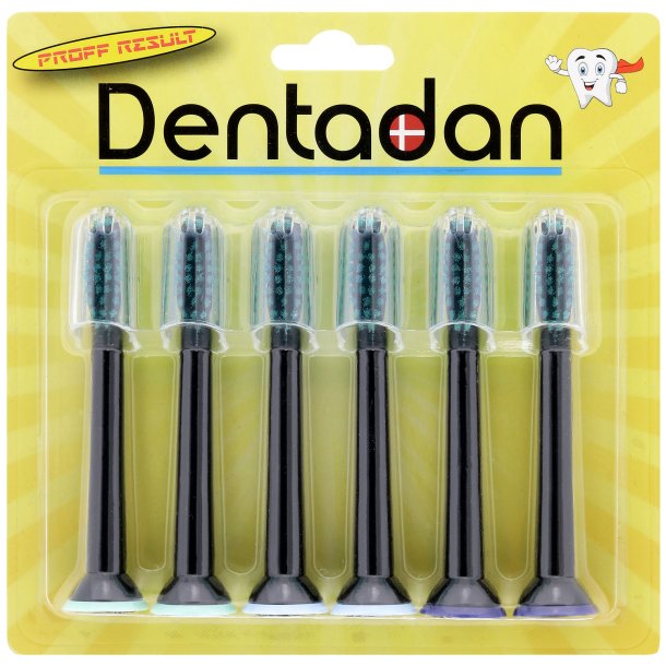 DENTADAN Sorte Brstehoveder til Philips Sonicare med Beskyttelseshtter 6 stk.