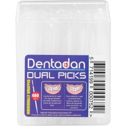 Dentadan Dual Picks 400 pcs. Individuelt pakket plasttannpirkere + interdentalbrste