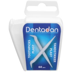 Dentadan Plastic Tandenstoker Handig Doosje 60 stuks.