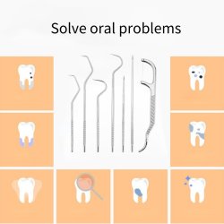 Dentala instrument 7 delar + behllare i rostfritt stl