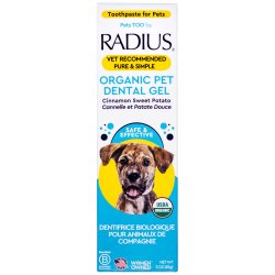 RADIUS Organic Canine Dental Gel  Ökologische Zahnpasta für Hunde mit coconut oil und süßer Kartoffel (80 ml)