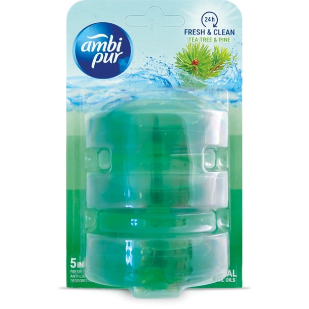 Ambi Pur Fresh &amp; Shine Tea Tree &amp; Pine Toalettblock Refill (3 x 55 ml)