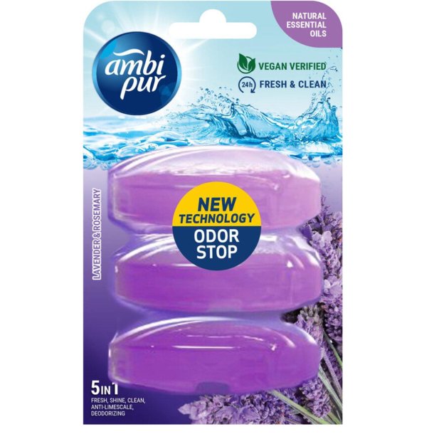 Ambi Pur 5in1 Lavender &amp; Rosemary Toalettblock Refill (3 x 55 ml)
