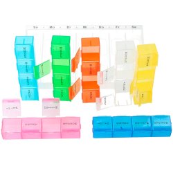 Pilleboks farge 7 pillebokser med 4 rom