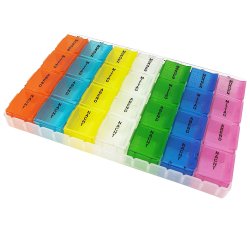 Pilleboks farge 7 pillebokser med 4 rom