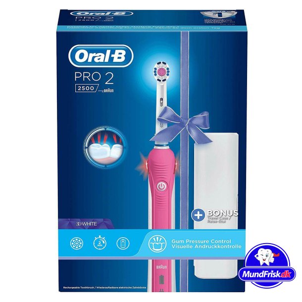 Oral-B Pro 2 2500 shkhammasharja + kotelo 3D White PINK