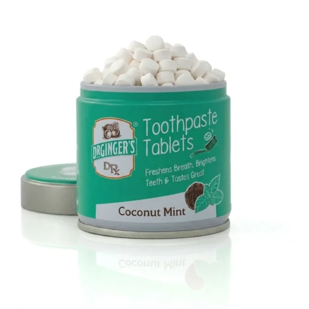 Dr. Ginger�s Coconut Mint Xylitol Tannkremtabletter White Charcoal � 60 stk.