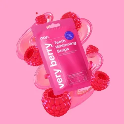 POP Very Berry Teeth Whitening Strips med PAP, Hyaluronsyre &amp; Hydroxyapatit � 7 Behandlinger