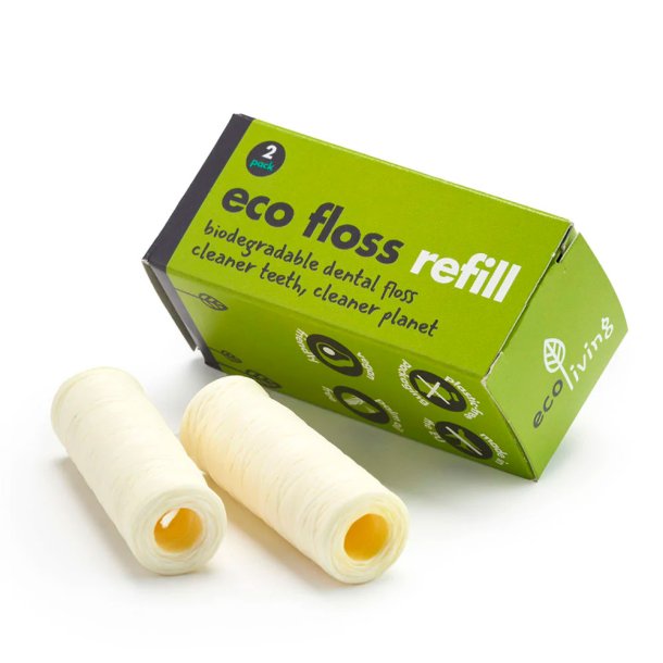 Tandtrd utan PFAS EcoLiving Refill 2 x 50 mtr Biologiskt nedbrytbar