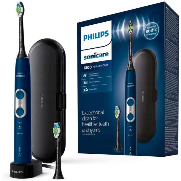 Philips Sonicare El-tandbrste 6100 ProtectiveClean Navy Blue + Rejse-etui