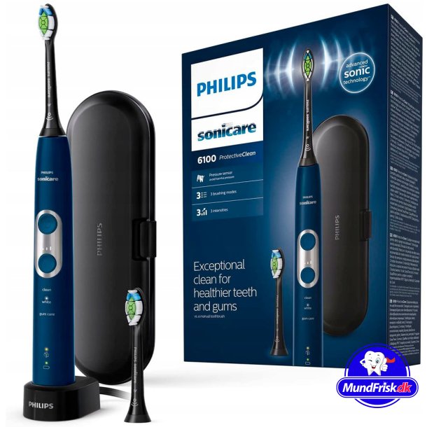 Philips Sonicare Elektrische Zahnbrste 6100 ProtectiveClean Marineblau + Reiseetui