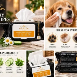 The Pet Spa London Luxury Dog Wipes Baby Powder – Reng�ringsservetter f�r hund (80 st)