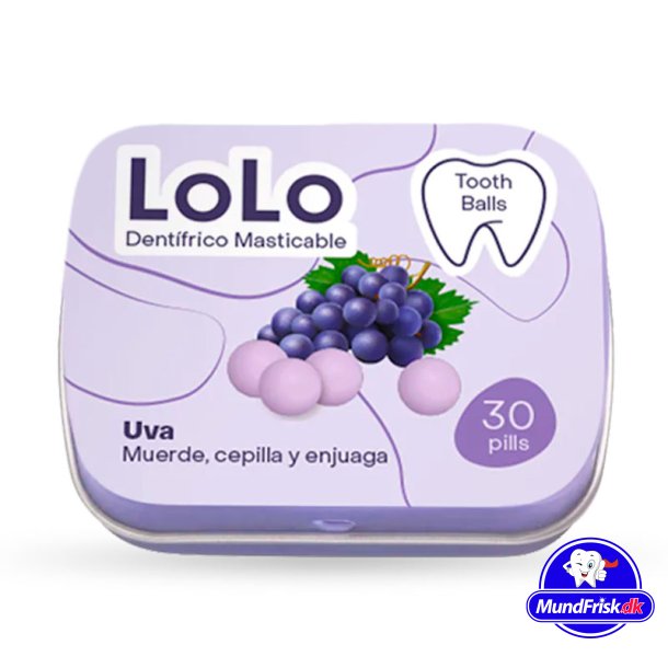 Tandpasta/Mundskyl Tabletter Lolo Bio Tooth Balls GRAPE