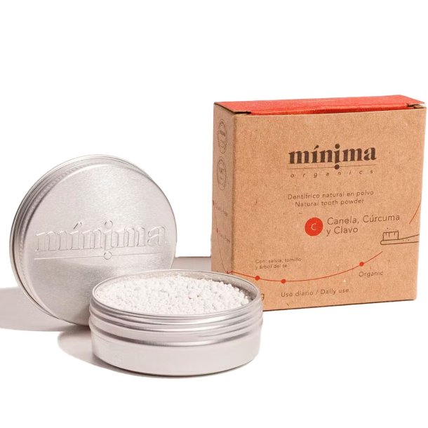 kologisk Tandpasta Pulver Minima Organics Kanel &amp; Gurkemeje