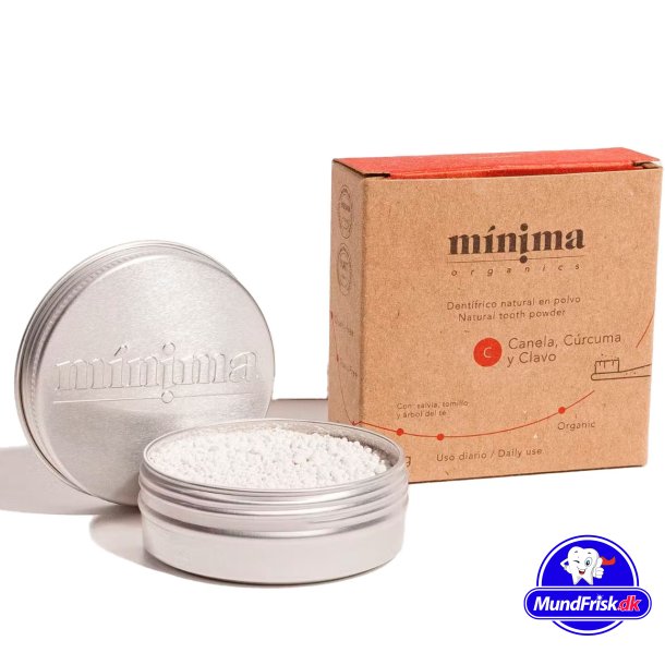 kologisk Tandpasta Pulver Minima Organics Kanel &amp; Gurkemeje