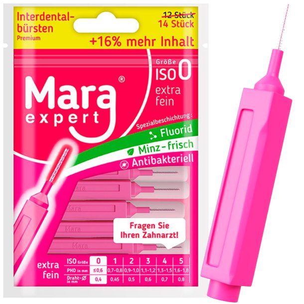 Mellemrumsbrster 14 stk. Mara Expert Premium 0.40 mm ISO 0 PINK
