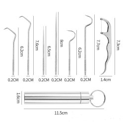Dentala instrument 7 delar + behllare i rostfritt stl