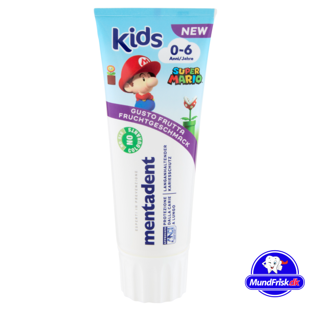 Super Mario Lasten hammastahna MENTADENT Kids 0-6 vuotta 75 ml