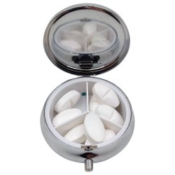 Pill Box Runt Metall Astro Motivfodral med 3 fack