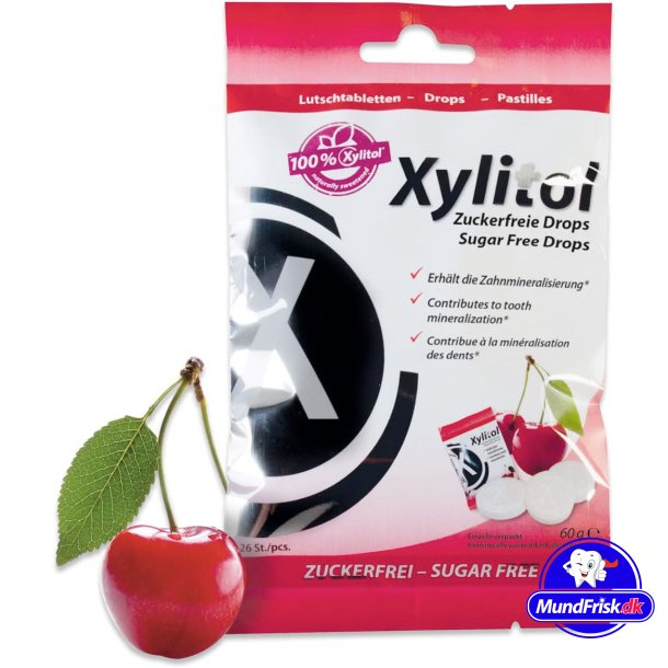 Xylitol Tandpleje Pastiller MIRADENT Cherry Drops Pose 26 stk.