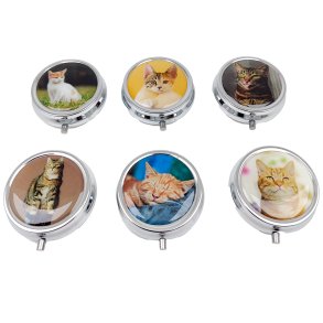 Pilleske Katte Rund Pilleboks Metal