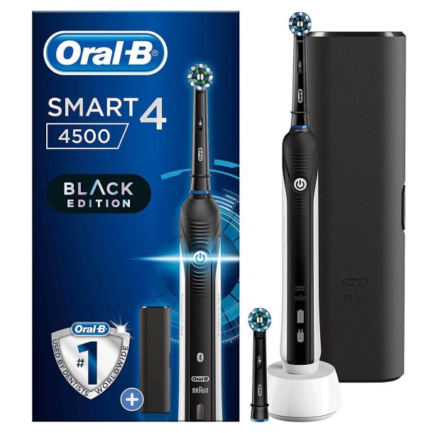 Oral-B Smart 4 4500 Eltandborste + Resefodral + Extra borsthuvud Svart
