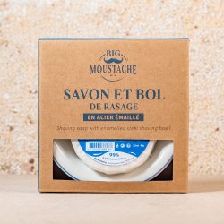 Barberskl + Naturlig Barbersbe Big Moustache Emaljeskl