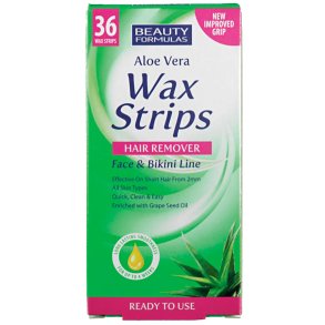 Hrborttagning Vaxremsor Beauty Formulas Ansikte & Bikini Aloe Vera 36 st.