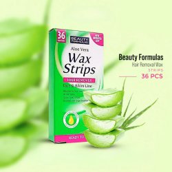 Hrfjerning Voksstrimler Beauty Formulas Face &amp; Bikini Aloe Vera 36 stk.