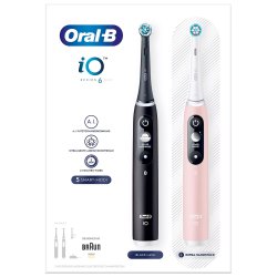 Oral-B iO Series 6 DUO Pink/Black El-tandbrster Ekstra Brstehoved