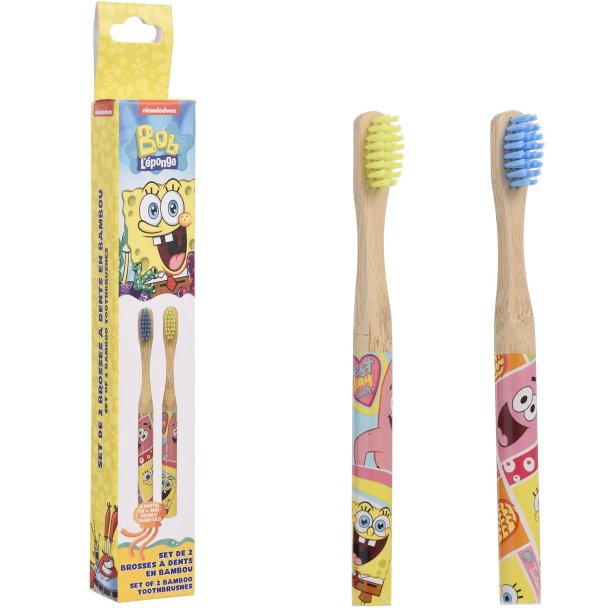 Sponge Bob Bamboo Tannbrster for barn 2 stk.