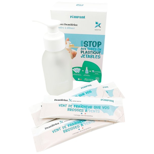 Naturlig tandkrm Pimpant Mint Pumpflaska + 4 pfyllningar