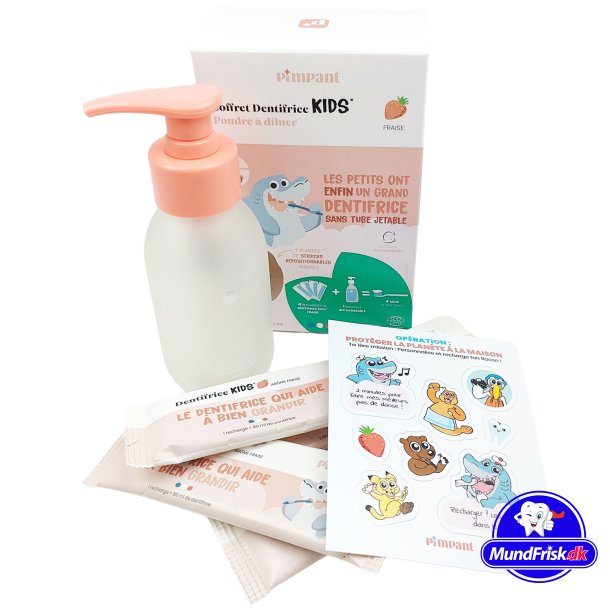 Nat&uuml;rliche Kinderzahnpasta Pimpant Strawberry Pumpflasche + 4 Nachf&uuml;ller